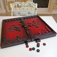 Купить нарды резные «Герб России» из массива дерева