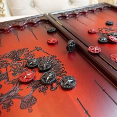 Купить нарды резные «Герб России» из массива дерева