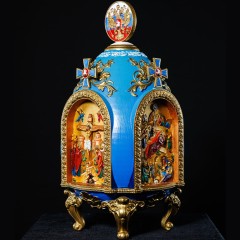 Резной сувенир из дерева «Русь» синего цвета — пасхальные украшения к светлому празднику