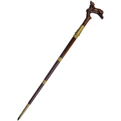 Красивая резная трость «Спаниель» со скрытым клинком