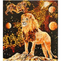 Декоративное панно «Лев Зодиак» из натурального янтаря