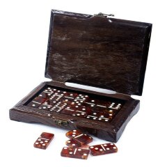 Янтарное домино «Восток» в деревянном ларце