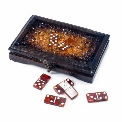Янтарное домино «Восток» в деревянном ларце