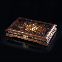 Янтарное домино «Восток» в деревянном ларце