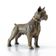 Бронзовая статуэтка собаки «Боксер в ошейнике» в подарок коллекционеру