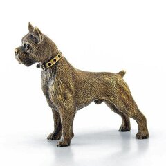 Бронзовая статуэтка собаки «Боксер в ошейнике» в подарок коллекционеру