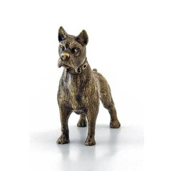 Бронзовая статуэтка собаки «Боксер в ошейнике» в подарок коллекционеру