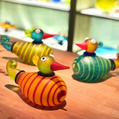 Подарочная фигурка «Утка» (оранжевая) из художественного стекла