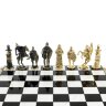 Подарочные шахматы «Богатыри» с бронзовыми фигурами на каменной доске (мрамор, змеевик)