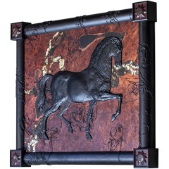Декоративное панно «Лошадка Маренго» из ценных пород древесины