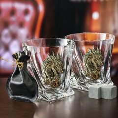 Подарочный набор из 2-х бокалов для виски «Дракон» — как символ 2024 года