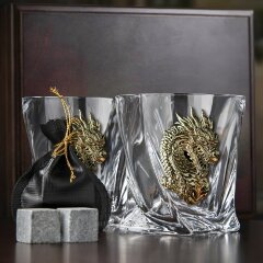 Подарочный набор из 2-х бокалов для виски «Дракон» — как символ 2024 года