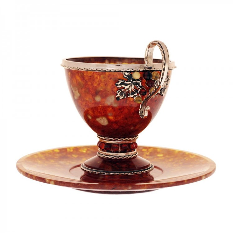 Чашка для чая из янтаря «Виноград»