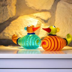 Подарочная фигурка «Утка» (голубая) из художественного стекла