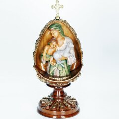 Резное пасхальное яйцо «Богородица» из дерева