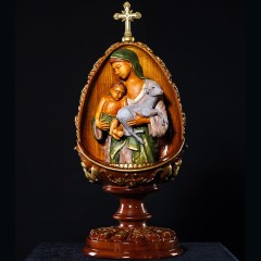 Пасхальное яйцо деревянное «Богородица с ребёнком» — православная мастерская русской традиции