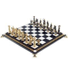 Подарочные шахматы «Римские» с бронзовыми фигурами на каменной доске