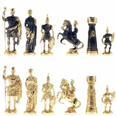 Подарочные шахматы «Римские» с бронзовыми фигурами на каменной доске