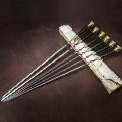 Подарочные шампуры «Череп» с деревянной рукоятью