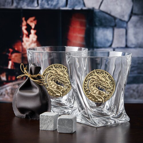 Сувенирный набор из 2-х бокалов для виски «Дракон» — как символ 2024 года