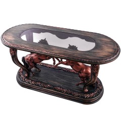 Журнальный столик «Пара лошадей» из натурального дерева для интерьера дома