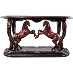Журнальный столик «Пара лошадей» из натурального дерева для интерьера дома