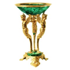 Конфетница на ножке «Малахит» с художественным декором в подарок женщине