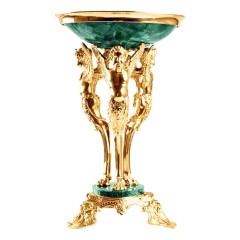 Конфетница на ножке «Малахит» с художественным декором в подарок женщине