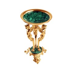 Конфетница на ножке «Малахит» с художественным декором в подарок женщине