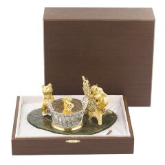 Позолоченная медовница «Медвежата» (нефрит)