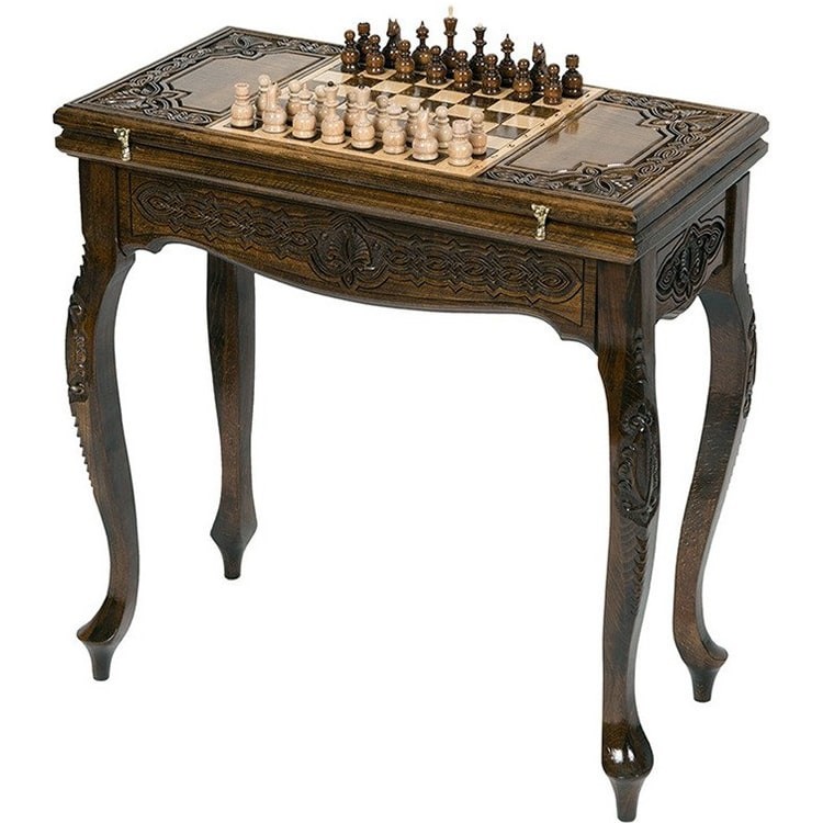 Резной шахматный стол «Версаль» с нардами