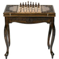 Резной шахматный стол «Версаль» с нардами
