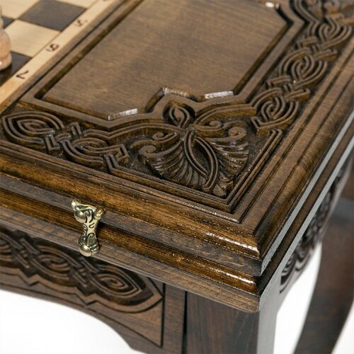 Резной шахматный стол «Версаль» с нардами