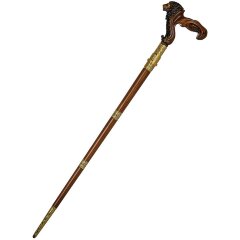 Красивая резная трость «Лев» с дамасским клинком