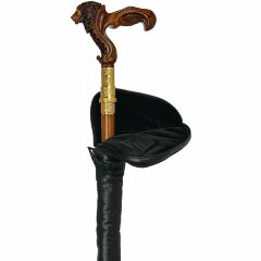 Красивая резная трость «Лев» с дамасским клинком