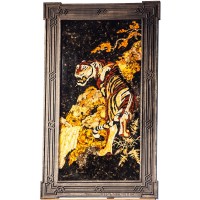 Декоративная картина «Шерхан» из янтаря и ценных пород дерева