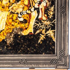 Декоративная картина «Тигр» из янтаря и ценных пород дерева