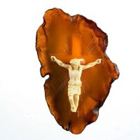 Интерьерное панно «Иисус Христос» из янтаря и клыка моржа