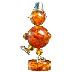Янтарная статуэтка «Снеговик» — Новогодний подарок для ребенка к празднику ёлки