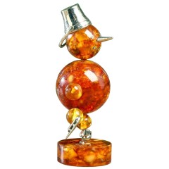 Янтарная статуэтка «Снеговик» — Новогодний подарок для ребенка к празднику ёлки