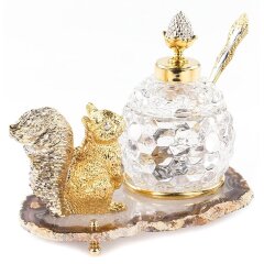 Позолоченная медовница «Белка» (агат)