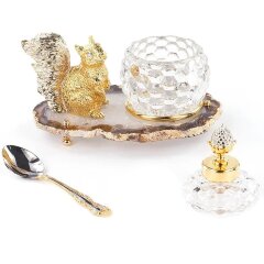 Позолоченная медовница «Белка» (агат)