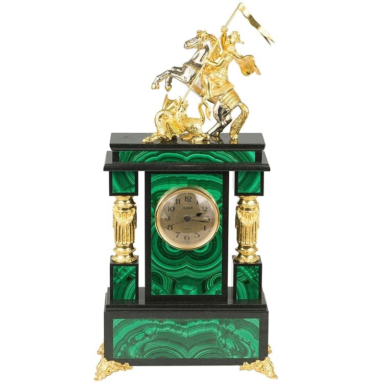 Настольные часы «Георгий Победоносец» из малахита
