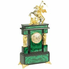 Настольные часы «Георгий Победоносец» из малахита
