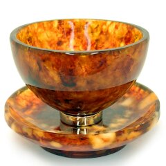 Чайная пиала из янтаря «Китайская» с блюдцем