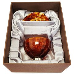 Чайная пиала из янтаря «Китайская» с блюдцем