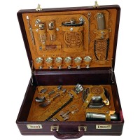 Подарочный набор для пикника «Тигр амурский» в кожаном чемодане