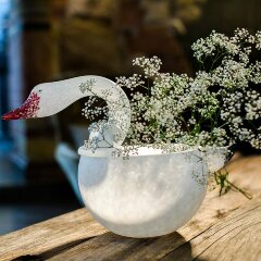 Большая декоративная чаша «Гусь» из художественного стекла