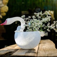 Большая декоративная чаша «Гусь» из художественного стекла