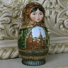 Красная деревянная «Матрёшка» с художественной росписью